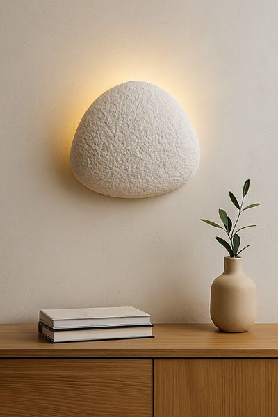 oceanpoint Textured Concrete Wall Sconce, Handmade, Decorative Lighting, Natural Form Modern Lamp, 32 cm