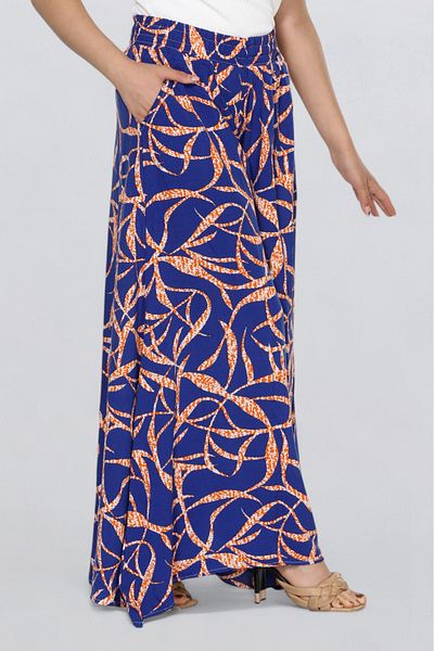 SOSYETE AVM Women's Elastic Waist Patterned Pocket Skirt Trousers