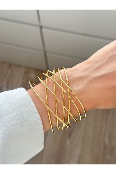 YOUES JEWELRY Thick Handcuff Bracelet Adjustable Wristband Unisex Gold Women's Handcuffs