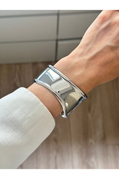 YOUES JEWELRY Kalın Kelepçe Bilezik Ayarlanabilir Bileklik Unisex Silver Kadı...