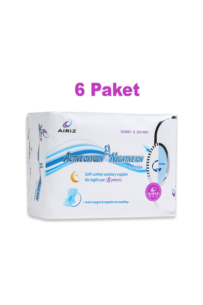 Pembe Gün Airiz Gece Pedi 8'li - Active Oxygen & Negative Ion - Uzun, Süper E...