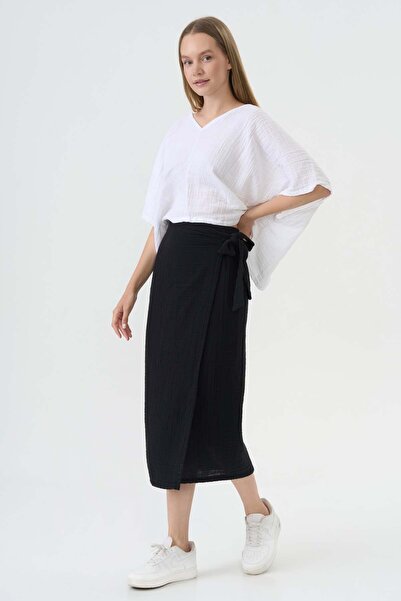 NEVHİS Anvelop Siyah Müslin Etek