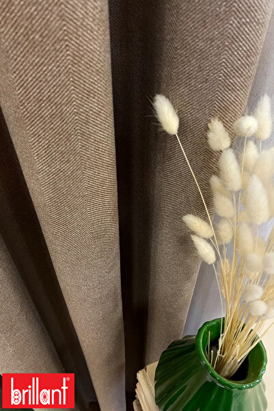 Brillant Keten Sütlü Kahve Renk 1/2,5 Normal Pile Kalın Tek Kanat Fon Perde