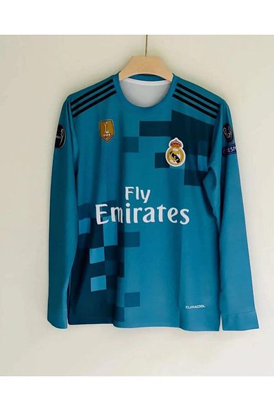 yenteks Real.Madrid.Ronaldo Turquoise 2018 Long Sleeve Away Adult Jersey