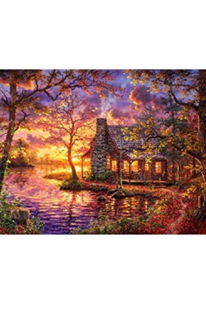 Pastelya Sayılarla Boyama Seti Çerçeveli Kasnaklı Terk Edilmiş Ev 60 X 75 Cm