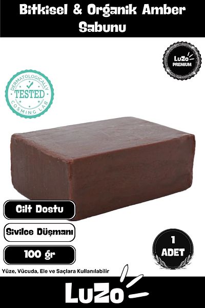 LuZo Premium Series 100% Natural Organic Face Hair Body Skin Balancing Collagen Effective Amber Soap 1 Piece
