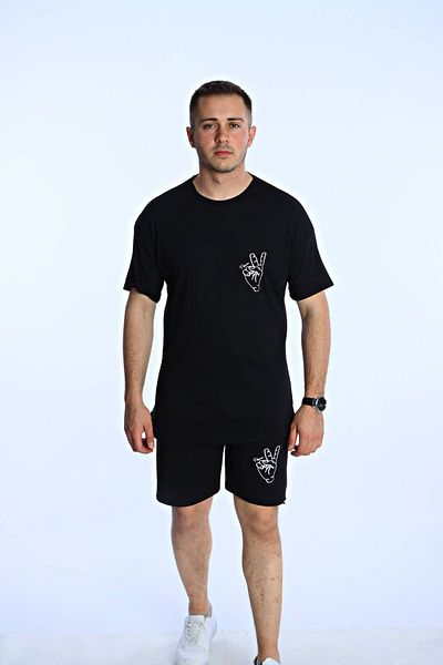 eg38 Peace Printed Shorts Set Black