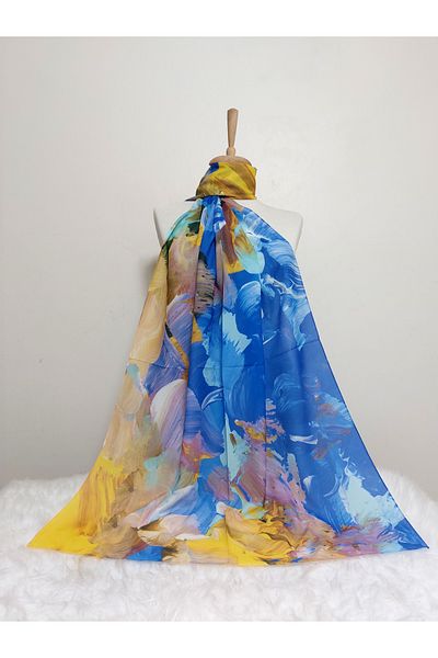 REMOMODA Patterned Watercolor Italian Cotton Flexible Soft Shawl High Quality Flexible-Soft