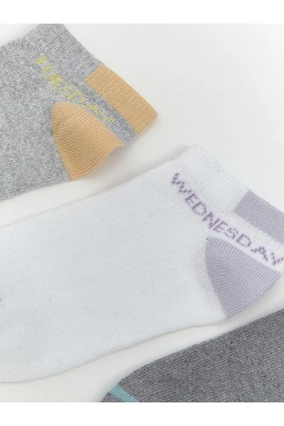LC Waikiki Lcw Kids White Patterned Girl's Booties Socks 7-Piece