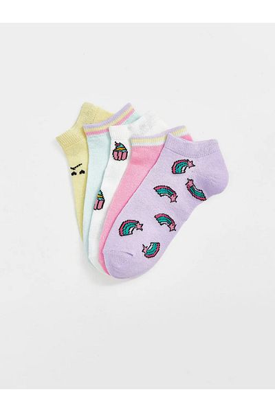LC Waikiki Lcw Kids Lilac Patterned Girls' Booties Socks 5-Piece