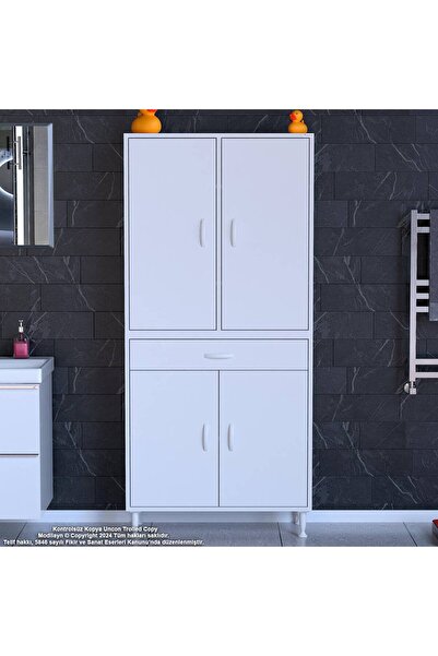 Modilayn 85 x 173 x 32,5 cm’lik 1 Çekmece 4 Kapak 5 Raf 8 Gözlü,Organizatör Mutfak Dolabı Çok Amaçlı Dolap