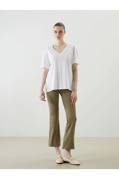 LC Waikiki Lcw Vision Khaki Elastic Waist Spanish Leg Women's Leggings Pants