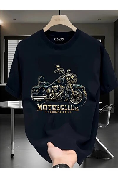 qubo sportswear & company qubo Unisex Oversize Baskılı Pamuklu Bisiklet Yaka Kısa Kollu SİYAH T-shirt