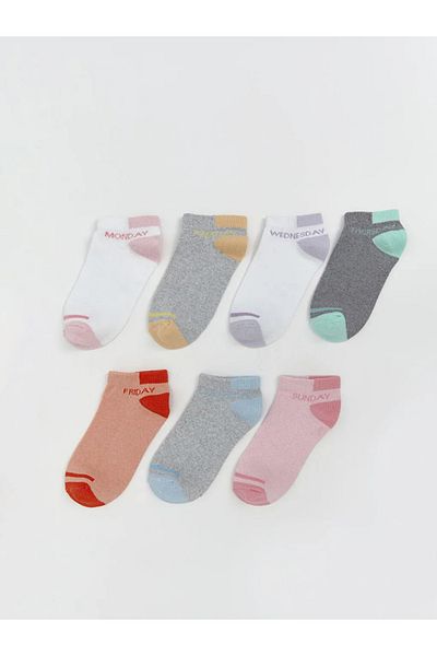 LC Waikiki Lcw Kids White Patterned Girl's Booties Socks 7-Piece