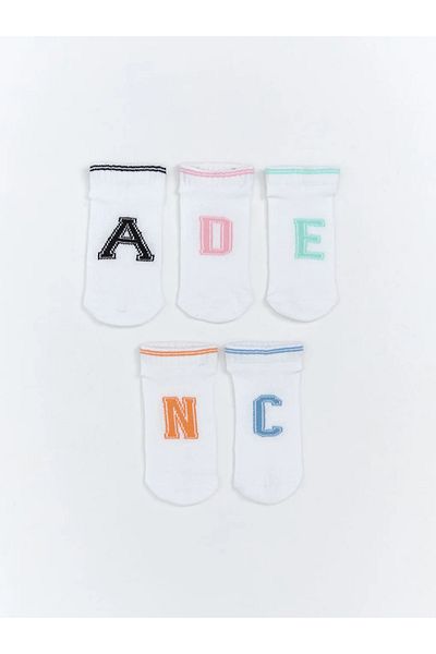 LC Waikiki Lcw Kids White Patterned Girl's Booties Socks 5-Piece