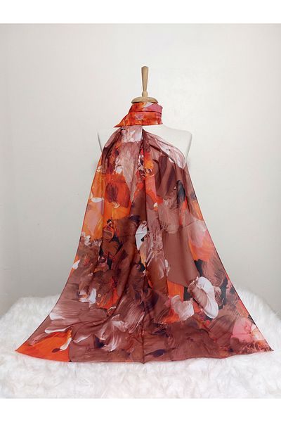 REMOMODA Patterned Watercolor Italian Cotton Flexible Soft Shawl High Quality Flexible-Soft