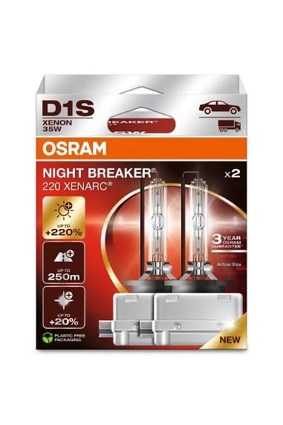 Osram Set de 2 becuri Auto Xenon D1S OSRAM NIGHT BREAKER LASER de generație următoare, +220%, 85V, 35W