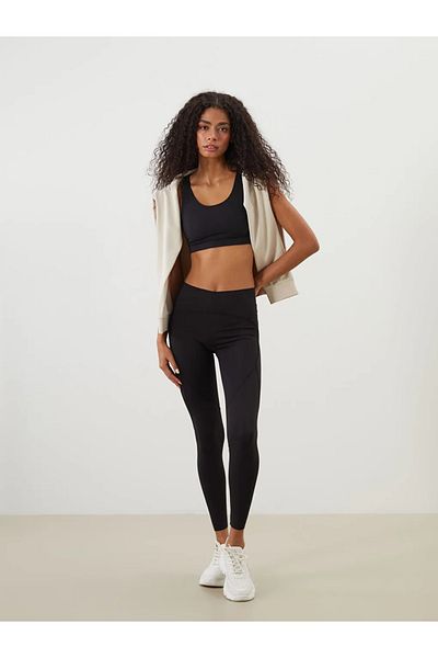 LC Waikiki Xside Active Black Women's Sports Leggings with Elastic Waist