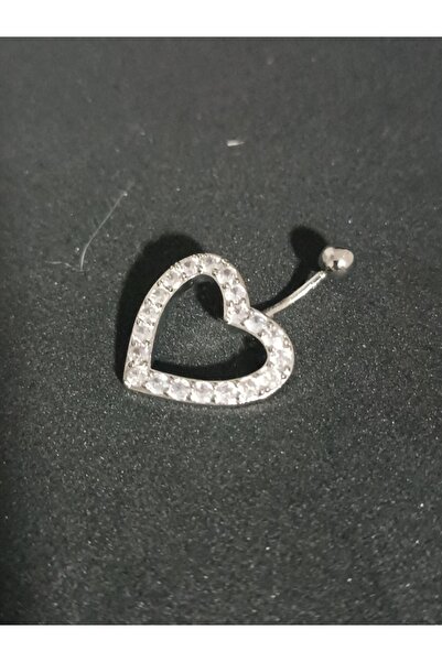 DCPİERCİNG Sıralı Zirkon Taşlı Kalp Üstten Bağlantılı Göbek Belly Piercing