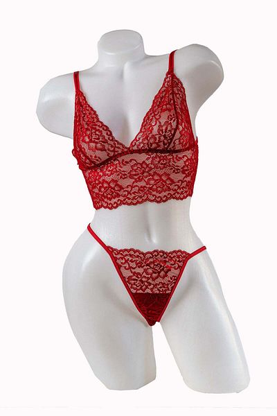 BLD by Exclusive Lace set, bralette, thong panties, red, ADA, BLD by Exclusive