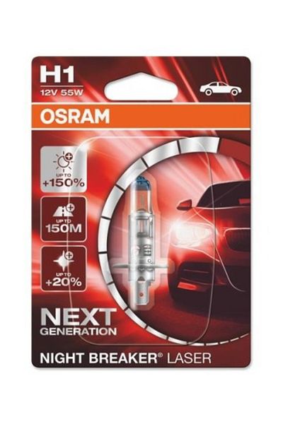 Osram Bec H1 cu întrerupător de noapte Laser Generație următoare +150% 12V 55W