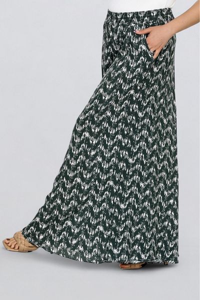 SOSYETE AVM Women's Elastic Waist Patterned Pocket Skirt Trousers
