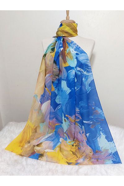REMOMODA Patterned Watercolor Italian Cotton Flexible Soft Shawl High Quality Flexible-Soft