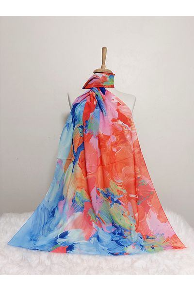 REMOMODA Patterned Watercolor Italian Cotton Flexible Soft Shawl High Quality Flexible-Soft