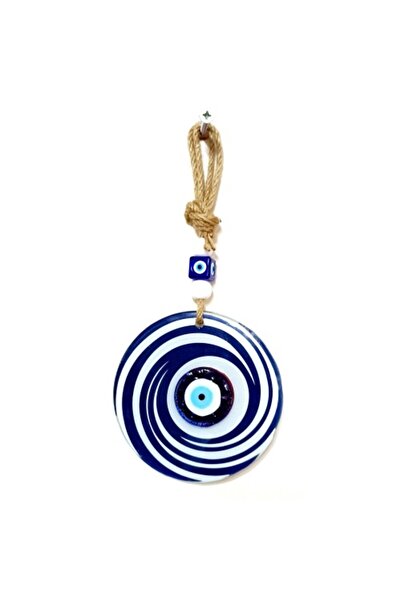 FREEDOM STOREE Dark Blue and White Fused Fusion Glass Wall Ornament with Evil...