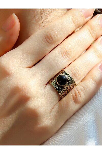 esha خاتم نسائي عتيق قابل للتعديل من الأحجار الكريمة الطبيعية من حجر العقيق ا...