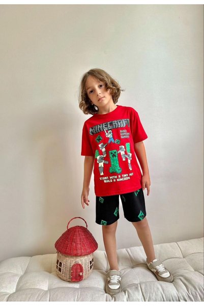 Kids بدلة رجالية مطبوعة باللون الأحمر