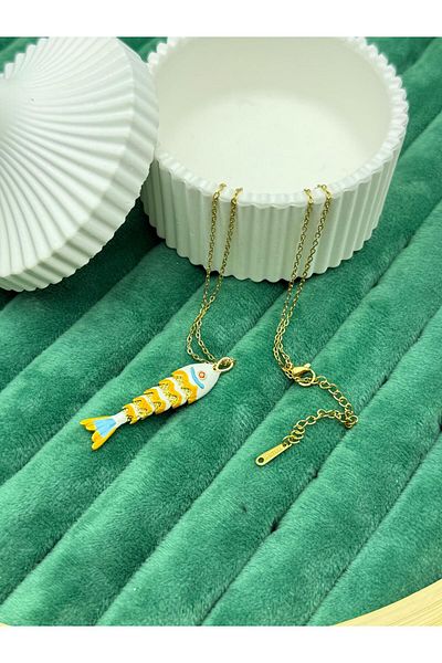 ilvesa shop New Season Non-Tarnish Moving Colorful Fish Steel Necklace