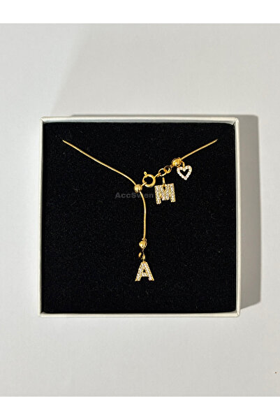 acc swen 2 harfli kalpli gold asansör kolye dekokte kokyesi çelik y kolye