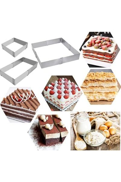 STOREMAX Ntwork Home Adjustable Cake and Pastry Mold Made of Stainless Steel, Square and Rectangular Adjustable