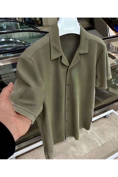 Store 100% Cotton Stylish Premium Quality Men's Short Sleeve Khaki Shirt
