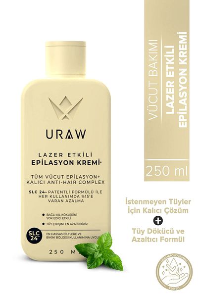 Uraw Laser Effective Hair Removal Hair Removal Effective Hair Removal Body Care Cream 250ml