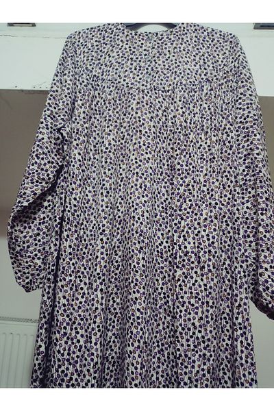 hoaryage Robadan Rochie de mamă cu mânecă lungă, 100% viscoză, cu flori de presiune, rochie de rugăciune