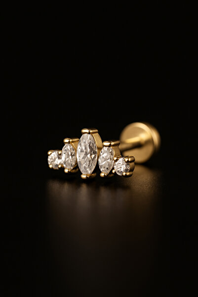 depozoom 316l Cerrahi Çelik Kıkırdak Tragus Ve Tüm Kulak Bölgesine Uygun Zirk...