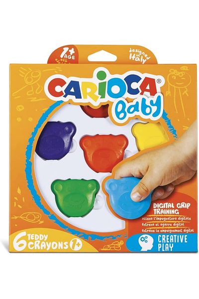 CARIOCA Teddy Baby Crayons 6 Pack +1 Year