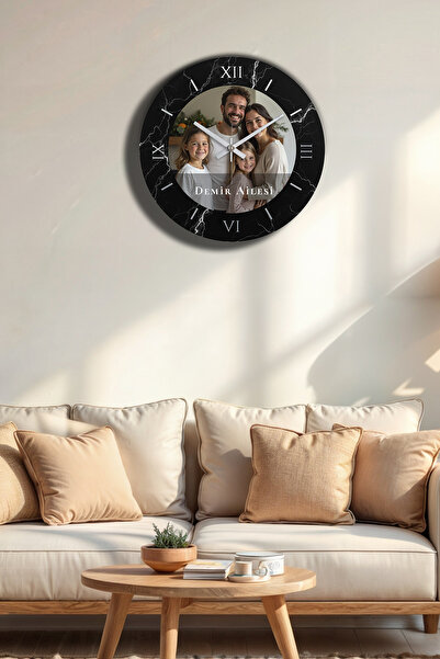 DEKORANLA Kişiye Özel Tek Resimli Şık Modern Ahşap Duvar Saati