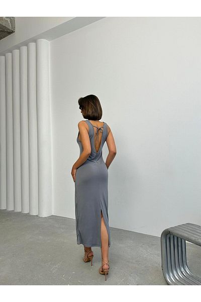 fhk atelier Women's Sandy Open Waist Slit Long Dress