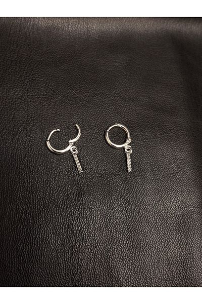 Han Ticarethane Silver Color Stone I / I Letter Earrings