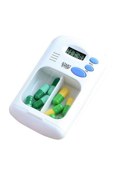 SIKS Organizator electronic de pastile și cutie de depozitare, adulți și vârstnici, alb