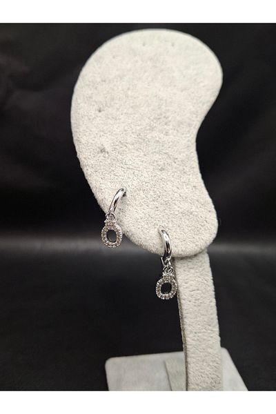 Han Ticarethane Silver Color Stone Letter O Earrings