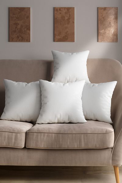 Hayal Dekoratif Custom High Quality Velvet Plain White Color Knitted Luxury Fabric 4 Seat Sofa Throw Pillow Cover Set