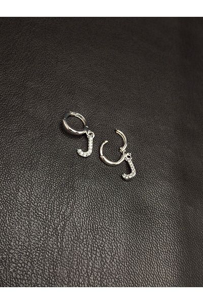 Han Ticarethane Silver Color Stone Letter J Earrings
