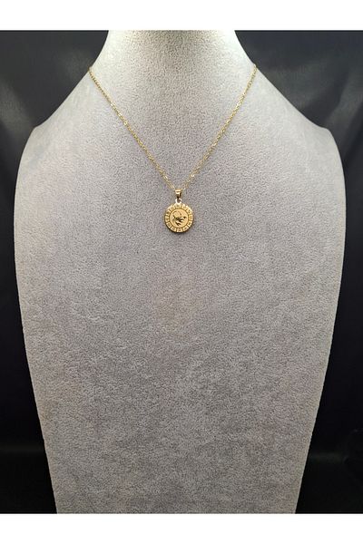 Han Ticarethane Gold Color Round Model Scorpion Steel Necklace