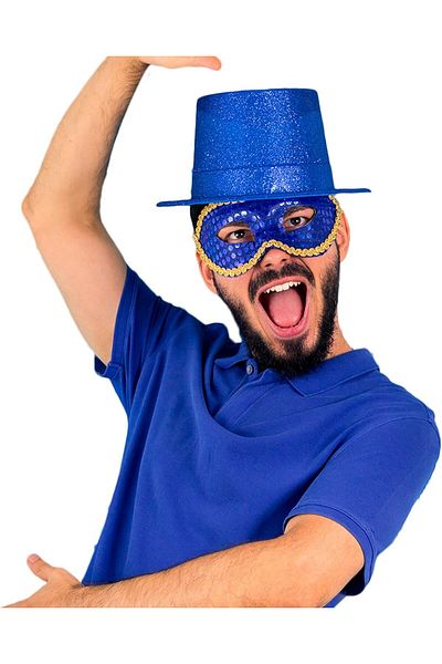 ReilaToys Pălărie de petrecere KRP de culoare albastră cu sclipici Glitter Fedora