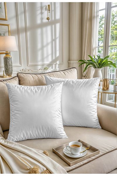 Hayal Dekoratif Custom High Quality Velvet Plain White Color Knitted Luxury Fabric 4 Seat Sofa Throw Pillow Cover Set