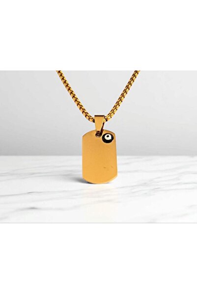 AKSESUARIM Nazar Boncuklu Çelik Plaka Kolye Ucu